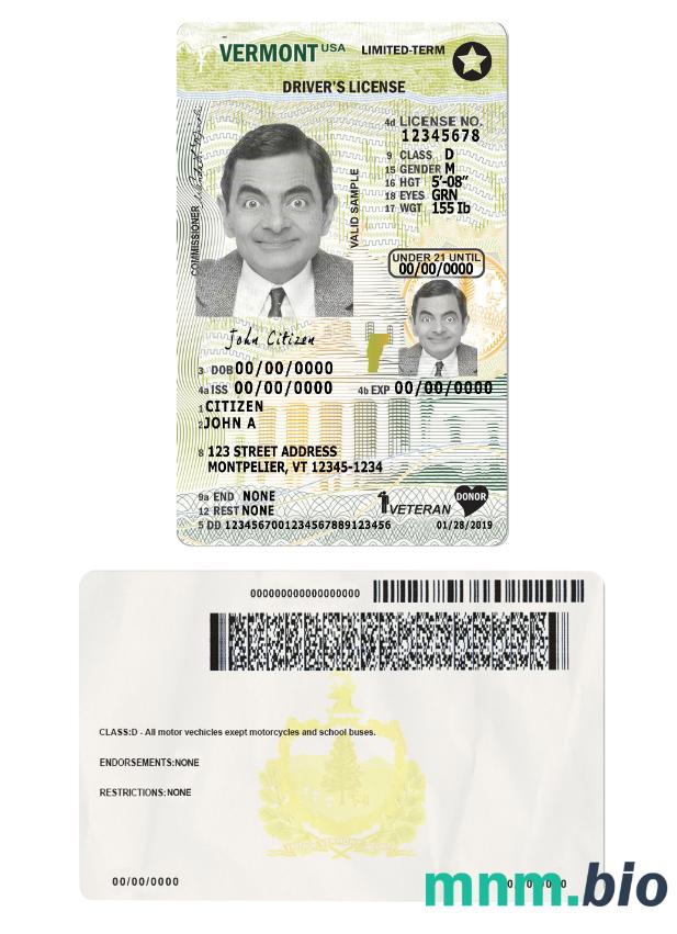 Prawo jazdy USA Vermont poniżej 21 lat w formacie PSD